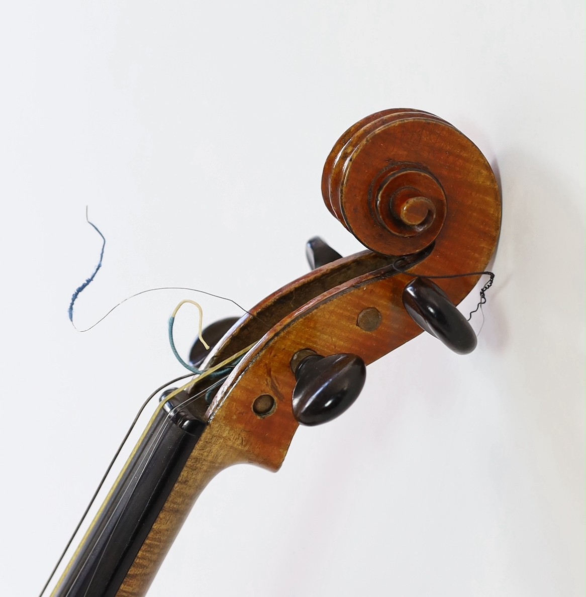 A 19th century French Grandjon school violin, labelled Joseph Guarnerins fecit Cremonae anno 1719 IHS, length of back 35.5 cm (14in.), cased